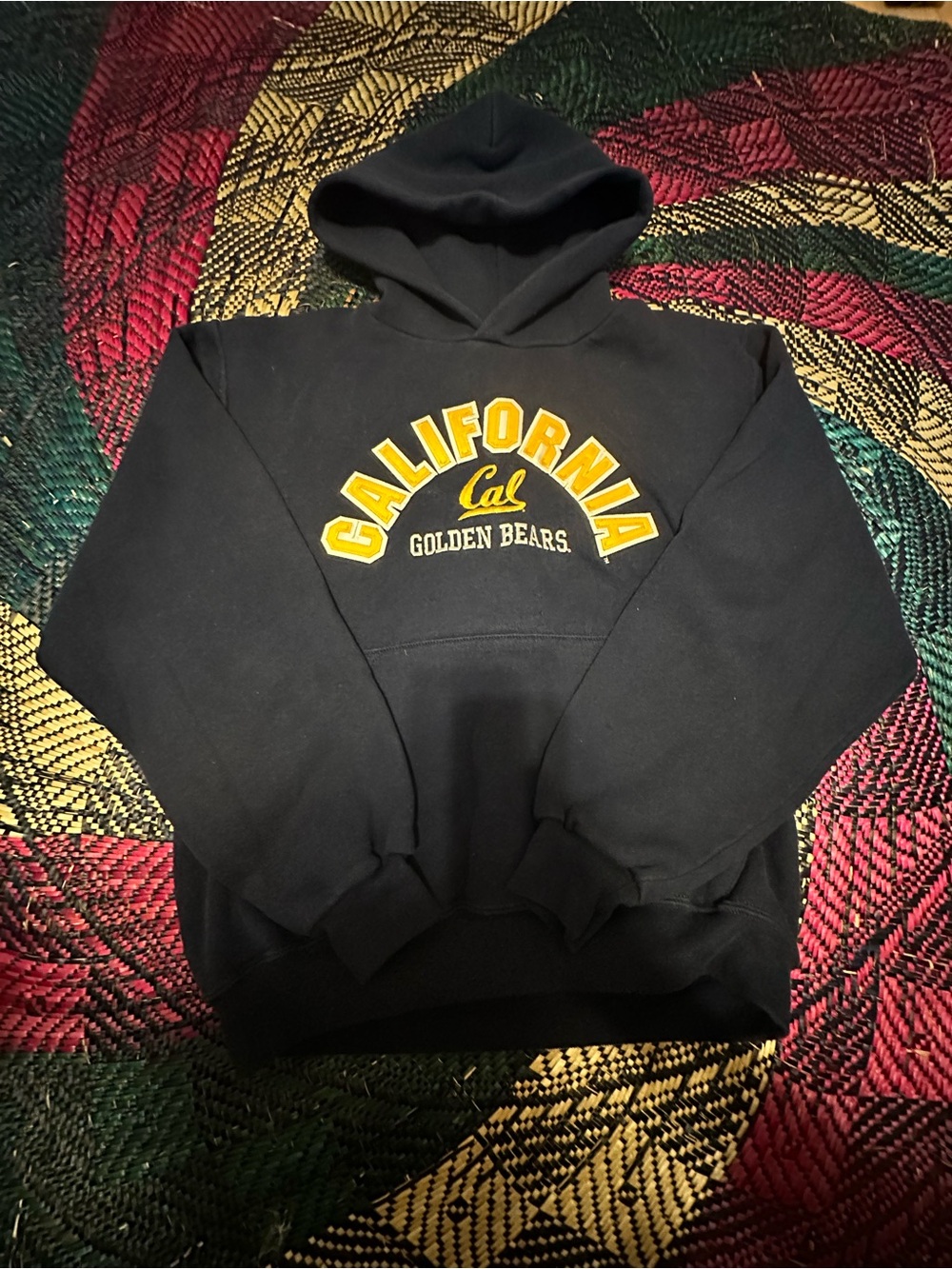 Russell Athletic Navy Pullover Hoodie with Yellow California Graphic